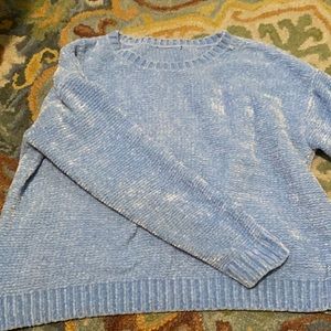 Blue velvet knit sweater